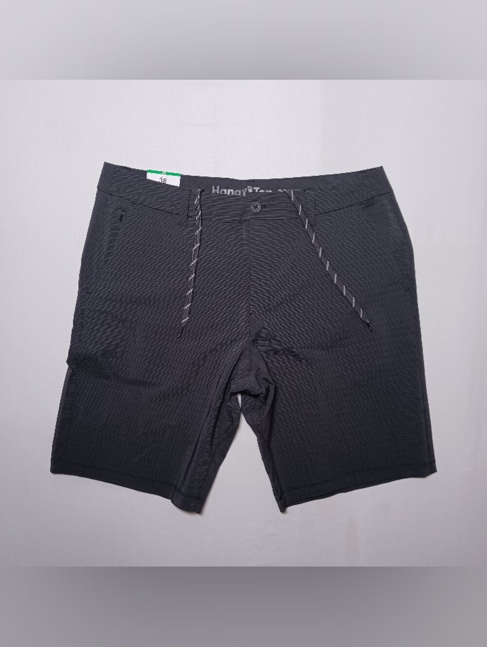 Hang Ten Mens Hybrid Short 38 Black Stripe 11" Inseam NWT 1271263